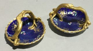 A pair of Spode porcelain miniature baskets, circa 1820,