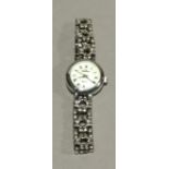 A lady's silver cased wristwatch