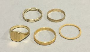 Two 22 ct gold rings,