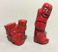 Two coral carvings