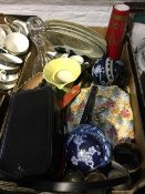 A box of miscellaneous china and glass