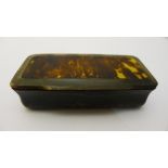 A 19th century tortoiseshell inset horn snuff box