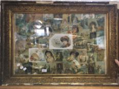 A gilt framed decoupage panel