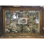 A gilt framed decoupage panel