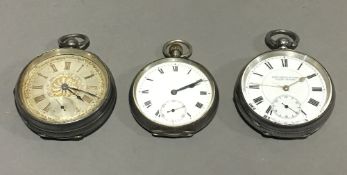 Three silver pocket watches