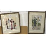 A pair of modern Art Deco style fashion prints