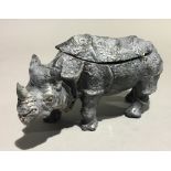 A bronze inkwell formed as a rhinoceros