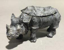 A bronze inkwell formed as a rhinoceros
