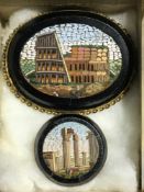 Two 19th century Italian micro mosaic brooches depicting ancient ruins