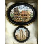 Two 19th century Italian micro mosaic brooches depicting ancient ruins