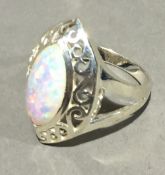 A silver and opal ring