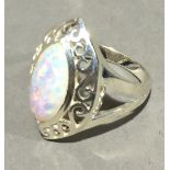 A silver and opal ring