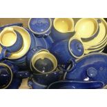 A quantity of blue ground Denby stoneware.