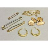 A quantity of 9 ct gold jewellery, etc.