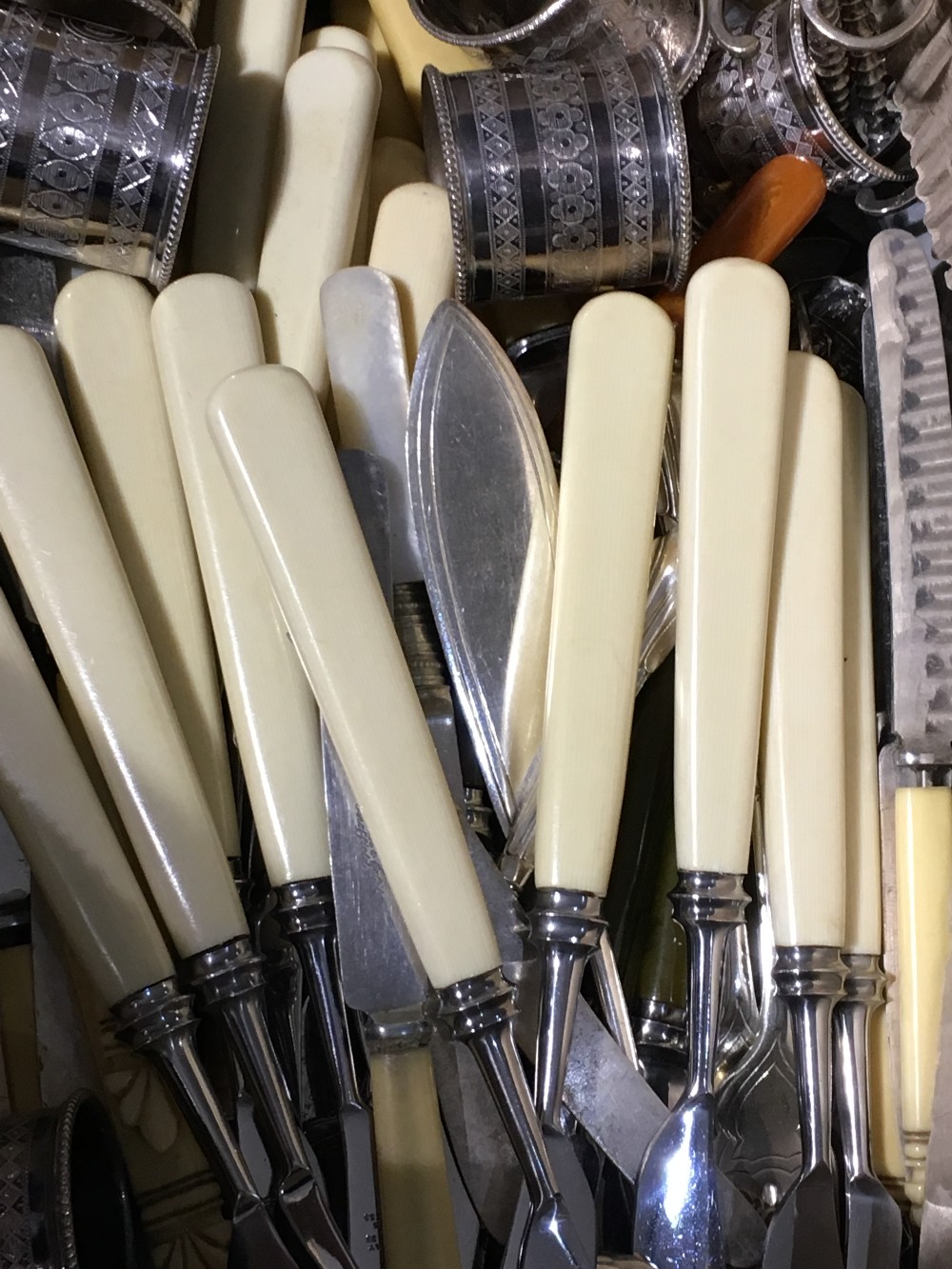 A quantity of silver plated cutlery, etc.