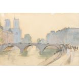 CHARLES CUNDALL (1890-1971) British (AR) Notre Dame and Pont St Michel 1960 Oil/tempera on