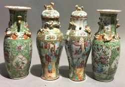A collection of 19th century Canton vases