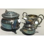 A three piece silver plated tea set