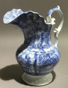 A 19th century blue and white Spongeware jug