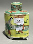 A Chinese porcelain tea caddy