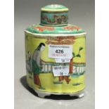 A Chinese porcelain tea caddy