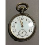 A 19th century Swiss 800 silver pocket watch the inside case engraved stating 23 rubies and 'spiral