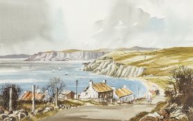 JAMES A HURLEY (20th century) (AR) Coastal Path, probably Lancashire Watercolour Signed 47.