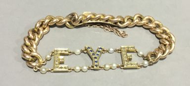 A gold seed pearl and stone set bracelet,