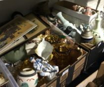 Two boxes of miscellaneous china, glass, etc.