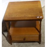 A Nathan blonde teak low what-not with drawer and a baize lined folding card table