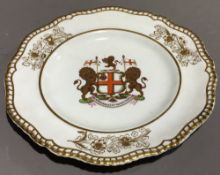 A Spode felspar porcelain armorial plate,