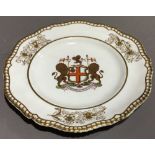 A Spode felspar porcelain armorial plate,