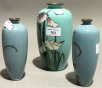 A collection of cloisonne vases