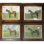 Four oak framed horse racing prints