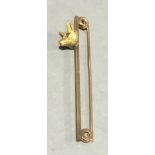 A 9 ct gold fox mask bar brooch