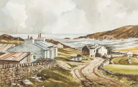 JAMES A HURLEY (20th century) (AR) Coastal Path, probably Lancashire Watercolour Signed 47.