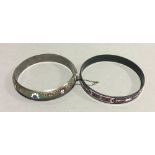 Two enamel decorated bangles