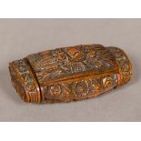 A 19th century coquilla nut snuff box Of hinged rectangular form,