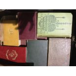 A box of miscellaneous books, including Harmsworth Atlas,