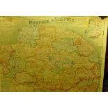 A vintage map of Norfolk and Suffolk,