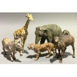 Five 1930s elastolene animals