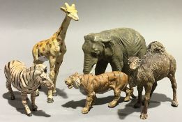 Five 1930s elastolene animals