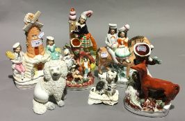 A quantity of Staffordshire figures and animals,