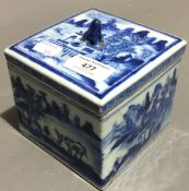 A Chinese blue and white square box