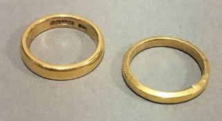 Two 22 ct gold wedding bands (12 grammes all in)