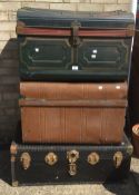 Two Victorian tin trunks and another