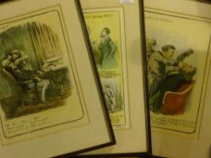 Three French Dental prints, a pair of modern prints and a pair of floral still lives,