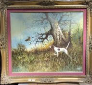 BARRY (20th century), Shooting Dog in a Landscape, oil on canvas,