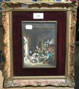 After TENIERS, Tavern Interior, gouache, signed,