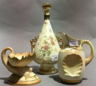 Three pieces of Royal Worcester blush ivory porcelain